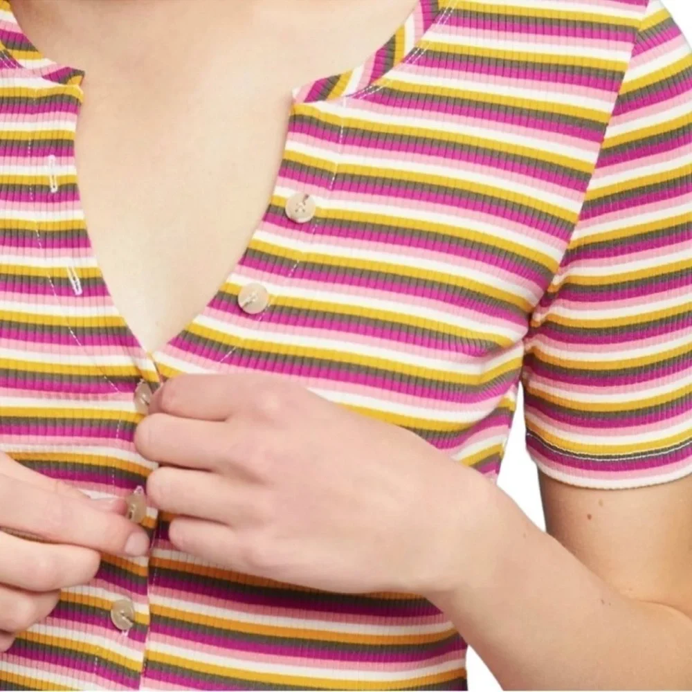 Maeve by Anthropologie Multi Striped Ribbed Top size XS - Picture 6 of 8